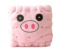 可爱卡通猪脸饼干状抱枕 粉色