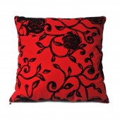粗布抱枕 坐垫 玫瑰花 含芯 45*45 红色