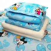 思侬幼儿园床儿童床单被套枕头枕套 纯棉六件套 蓝色米奇