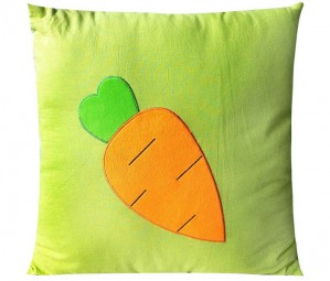 思侬纯棉方枕 抱枕 靠垫 坐垫 含芯 （绿色胡萝卜）50*50cm