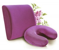 思侬 慢回弹腰靠垫 + U型护颈枕 记忆枕 腰靠 健康2件套 深紫色