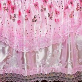 思侬 韩版蕾丝边床裙床罩 1米8床 床上用品 粉色