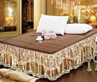 思侬 韩版蕾丝边床裙床罩 1米8床 床上用品 咖啡色